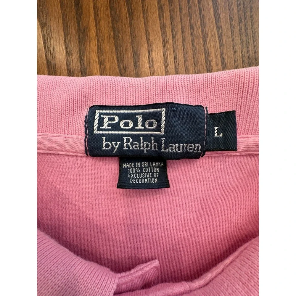 Polo Ralph Lauren Polo Shirt Mens L Pink 100% Cotton Classic Fit Collared